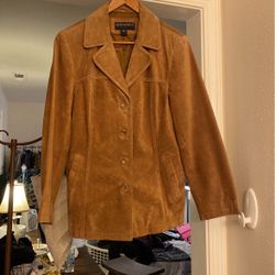 Bernardo Brown Cognac Suede Leather Womens Jacket Size M