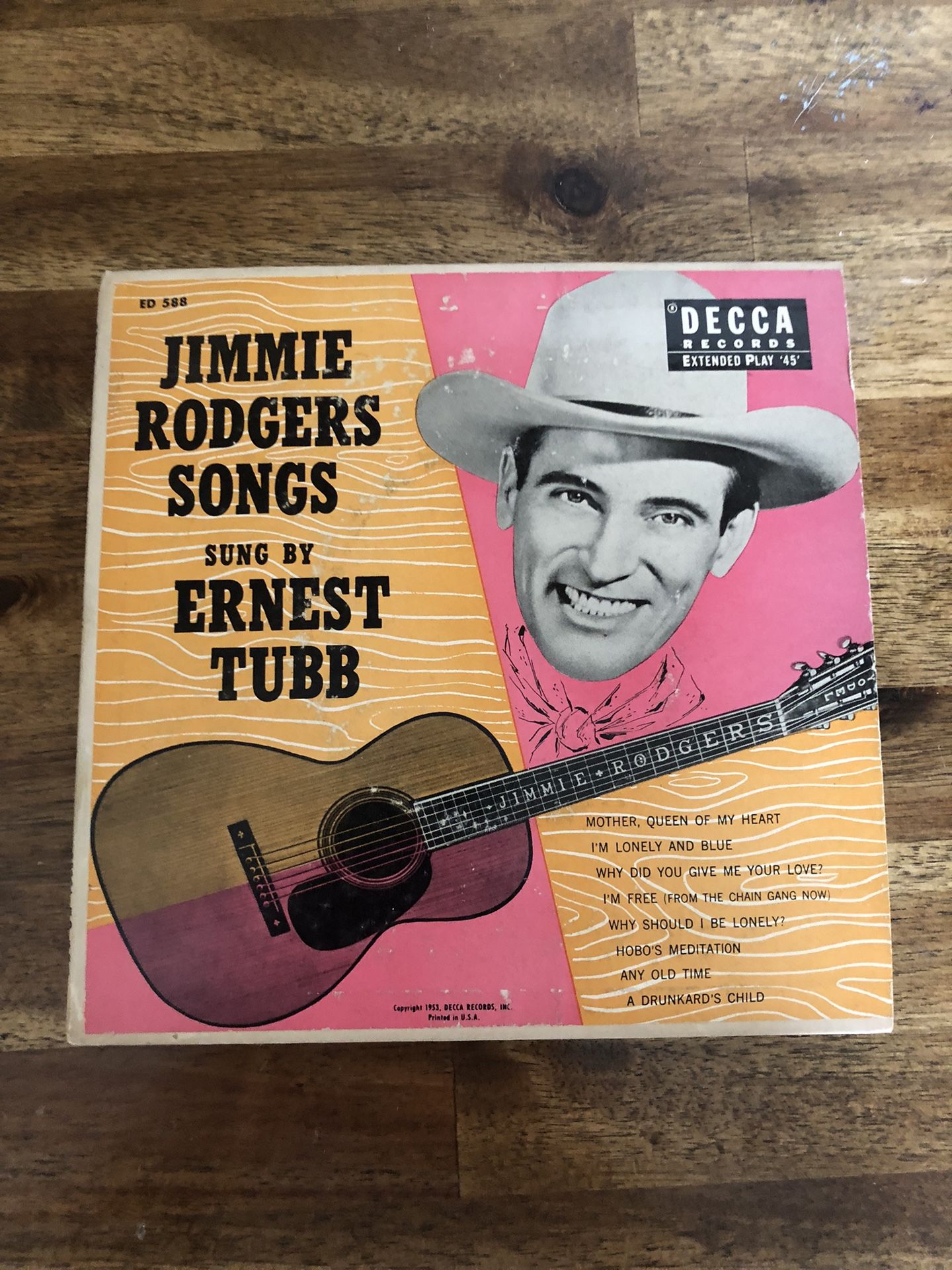 Jimmie Rodgers Songs Sung By Ernest Tubb Vinyl Record