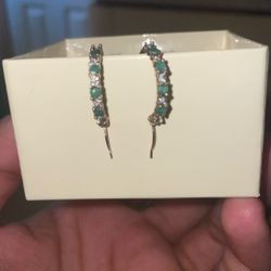 14k gold earrings with green stones and diamonds open to negotiate