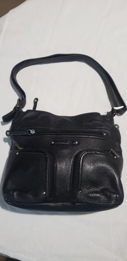 Black leather shoulder bag