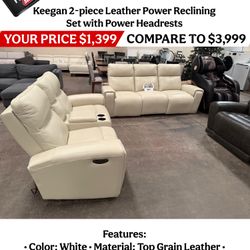 Keegan 2-piece Leather Power Reclining Set with Power Headrests