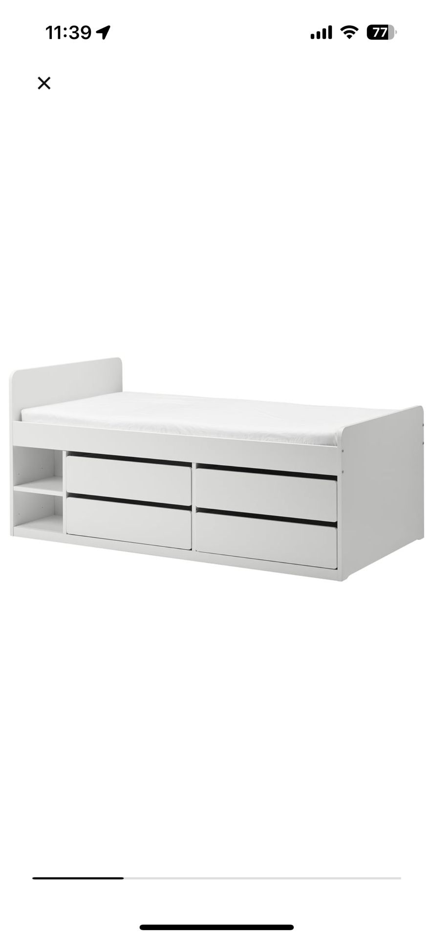 IKEA Slakt Twin Bed Frame And Two Guard Rail Attachments