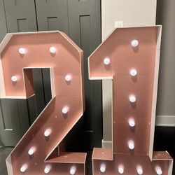 Numbers 12 or 21 in rose gold