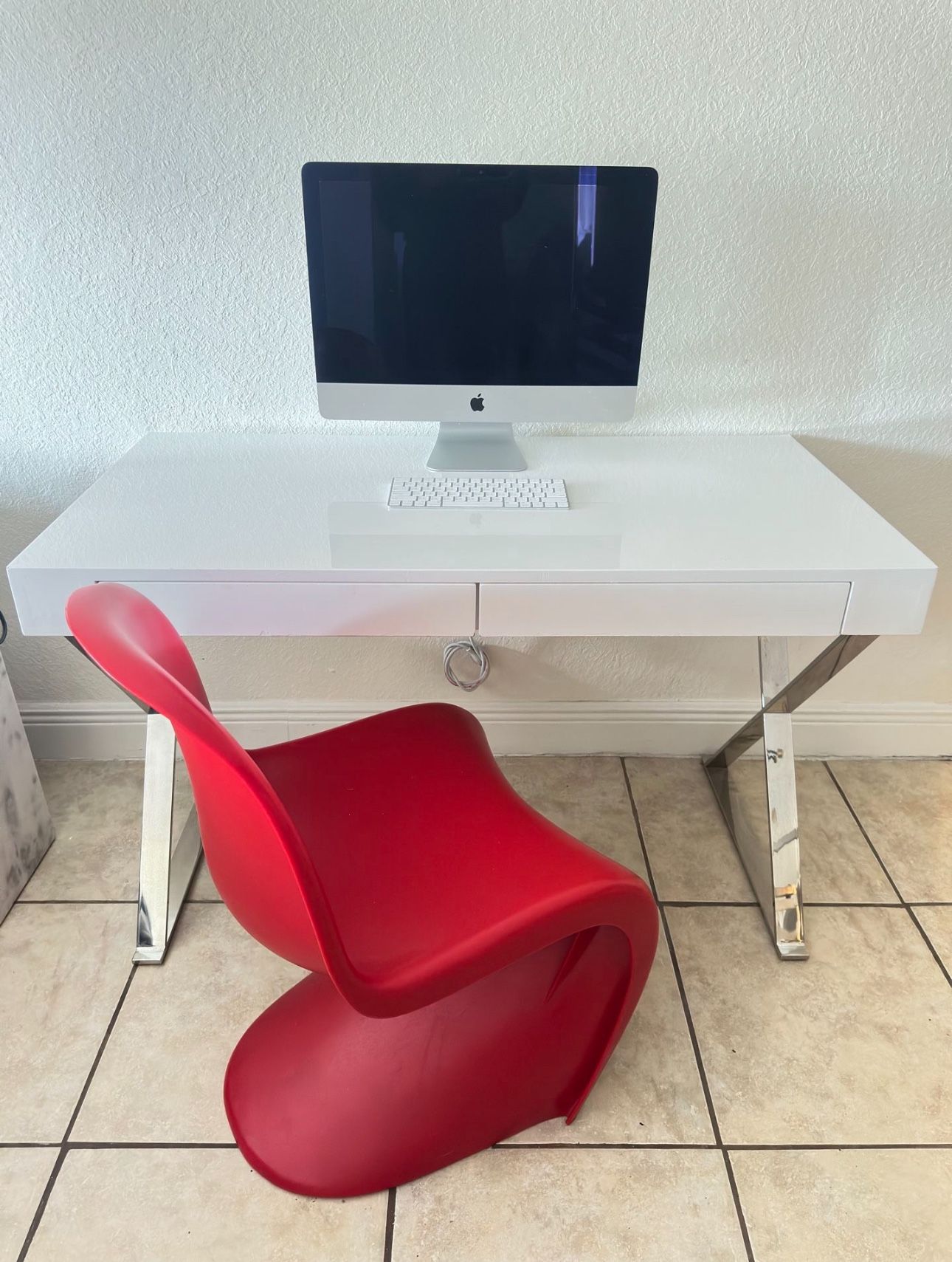 AllModern White Desk + iMac + Red Designer Chair (Bundle Deal!)