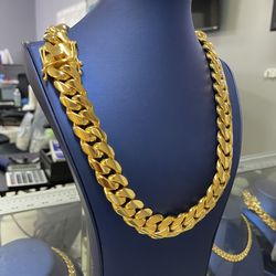 🧈👑 20MM MIAMI CUBAN LINK CHAIN 24” GOLD OVER SILVER