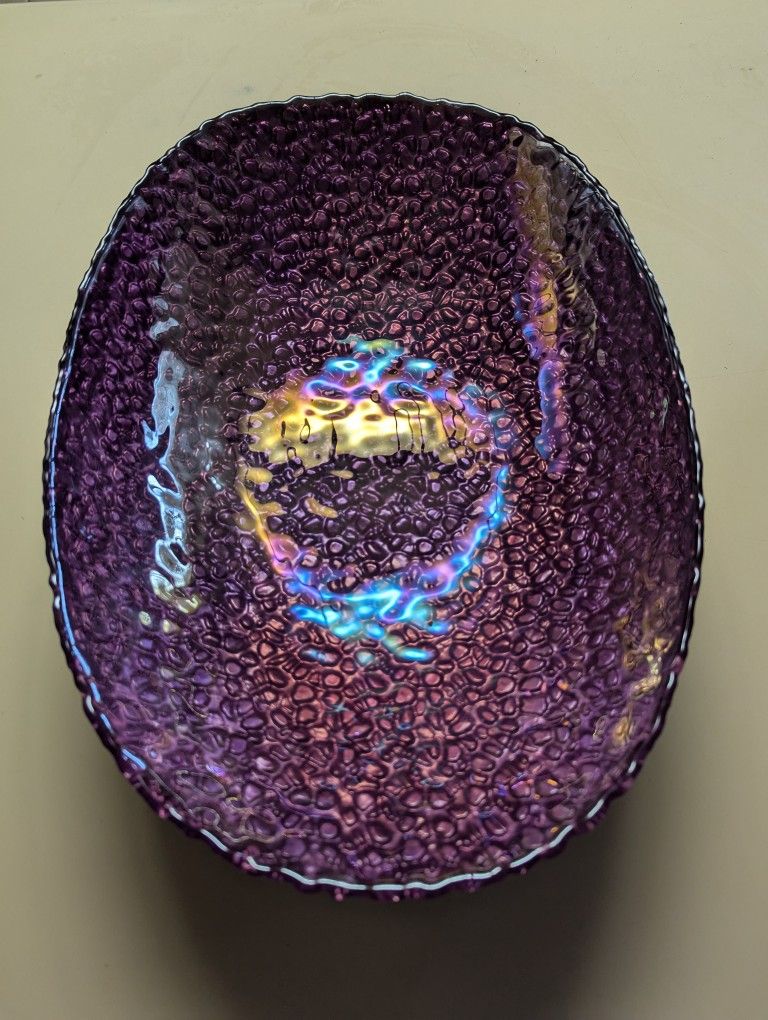 Beautiful Stunning Purple Iridescent Opalescent Large Pebble Bowl