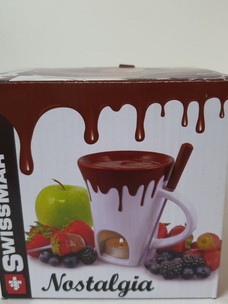 Swissmar Nostalgia Chocolate Fondue Mug Set , New ( Open Box) .. Enjoy this tantalizing treat from Swissmar's Fondue collection. Simply dip your fr