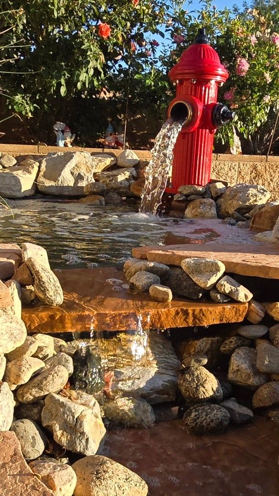 Custom Fire Hydrant Pond Waterfall