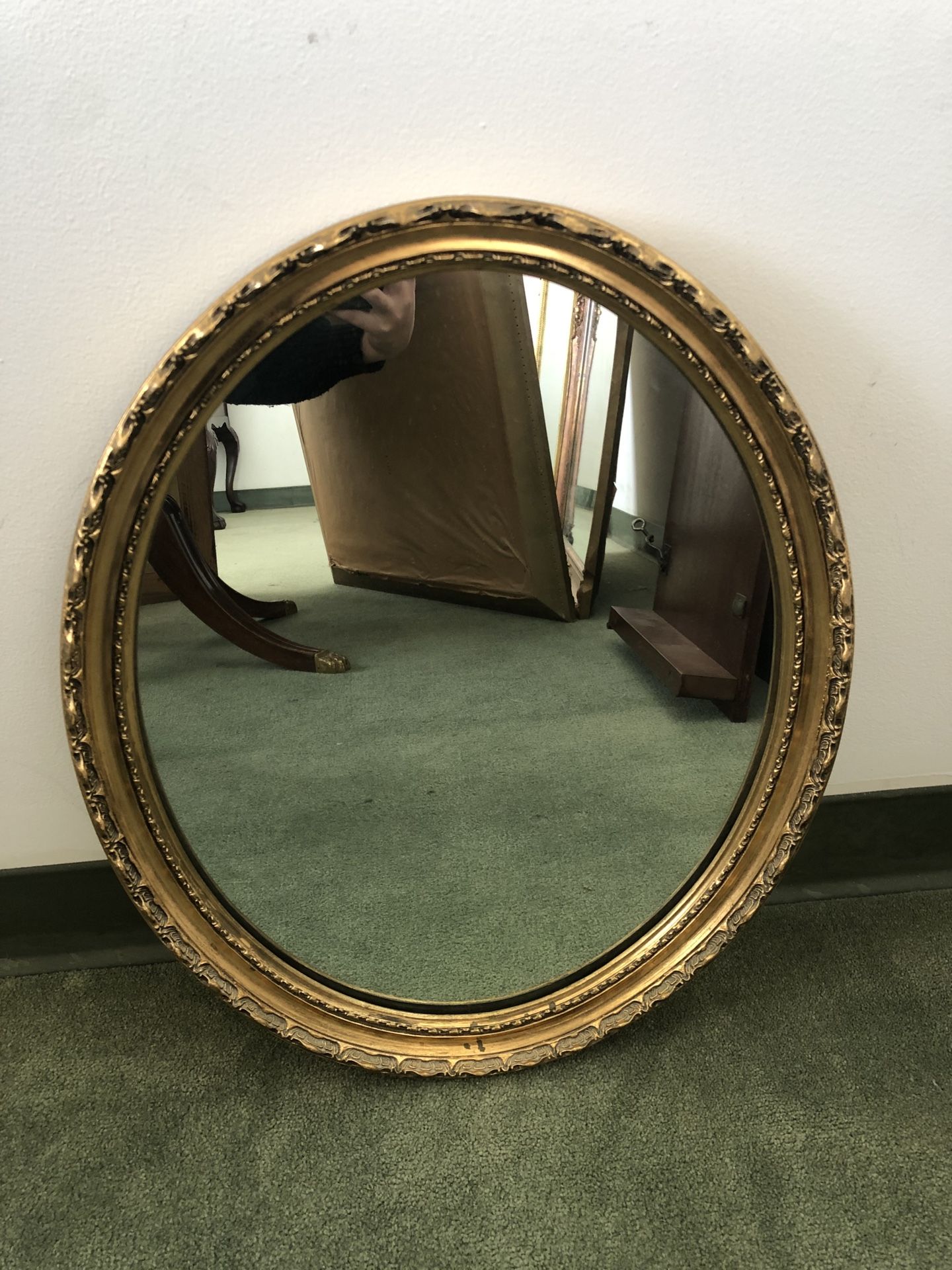 Vintage Gold Oval Gilt Wood Mirror