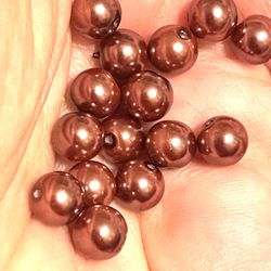 Lot Of 64 Bronze  “Pearl” Beads 6mm