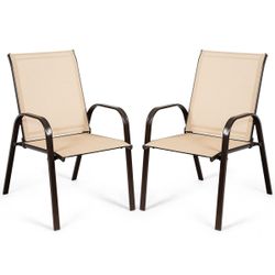 Compact & Comfortable 2 Pcs. Outdoor Dining Chairs