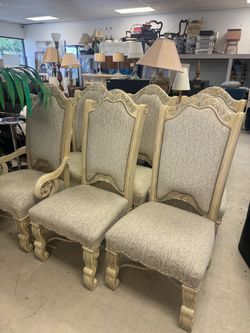 Set of 6 Ornate Carved Dining Chairs
