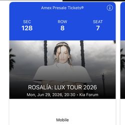 🎤 Rosalía LUX Tour – 2 Tickets + Parking | Section 128 | June 29 Kia Forum