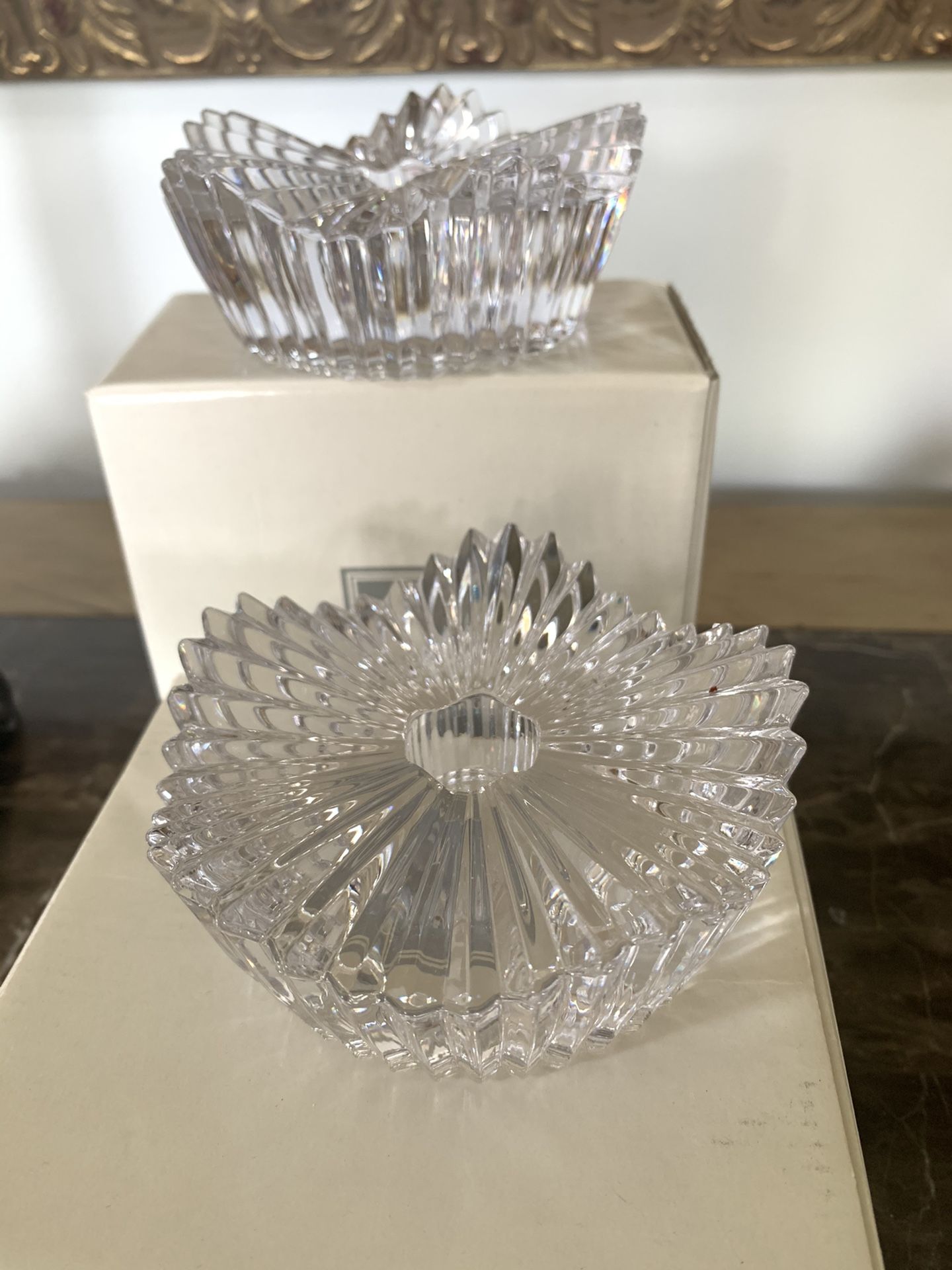 Mikasa crystal candle holder set