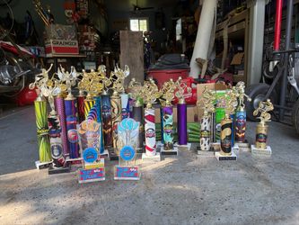 Various BMX bike trophies