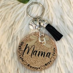 Mom Glitter Keychain 