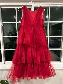 Red Tiered Tulle Formal Gown