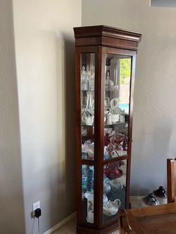 Corner  Curio Cabinet plus Art glass
