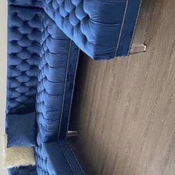 Fast Delivery! Limited Stock ! $39 down payment only ! Prada Blue Velvet Double Chaise Sectional &Couch &Living room set