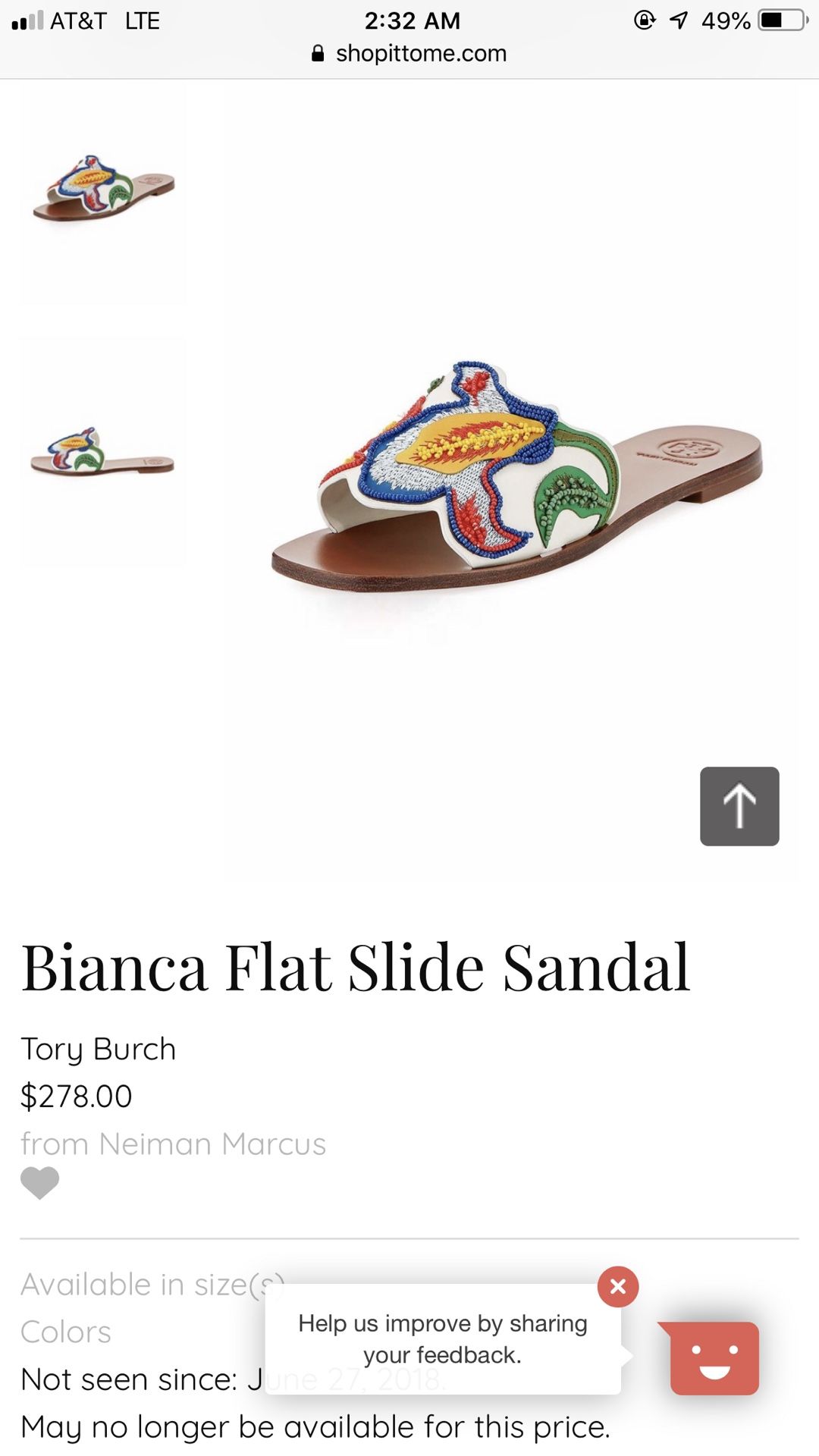 TORY BURCH BIANCA SLIDES $50 size 5