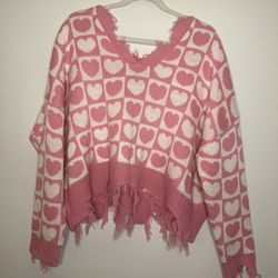 Pink Hearts cropped sweater