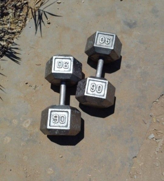 90lbs Hex Dumbbells 