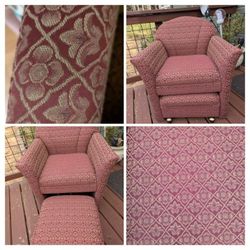 Small Red Chair And Ottoman (Used Good)