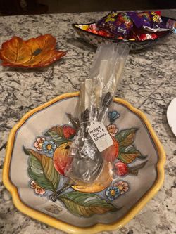 New Gioia Co Fruit bowl and vintage spoon set