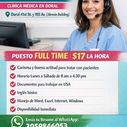 Se Busca Front Desk En Clínica Del Doral