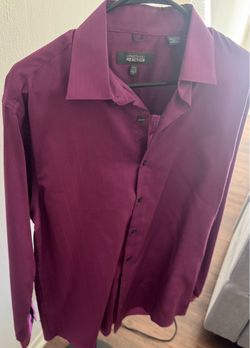 New Never Worn. Large Burgundy “Regular Fit” *Keneth Cole* Casual Long Sleeve Dress Shirt.