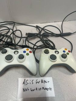 Lot of 2 OEM Microsoft Xbox 360 wired controllers AS-IS condition