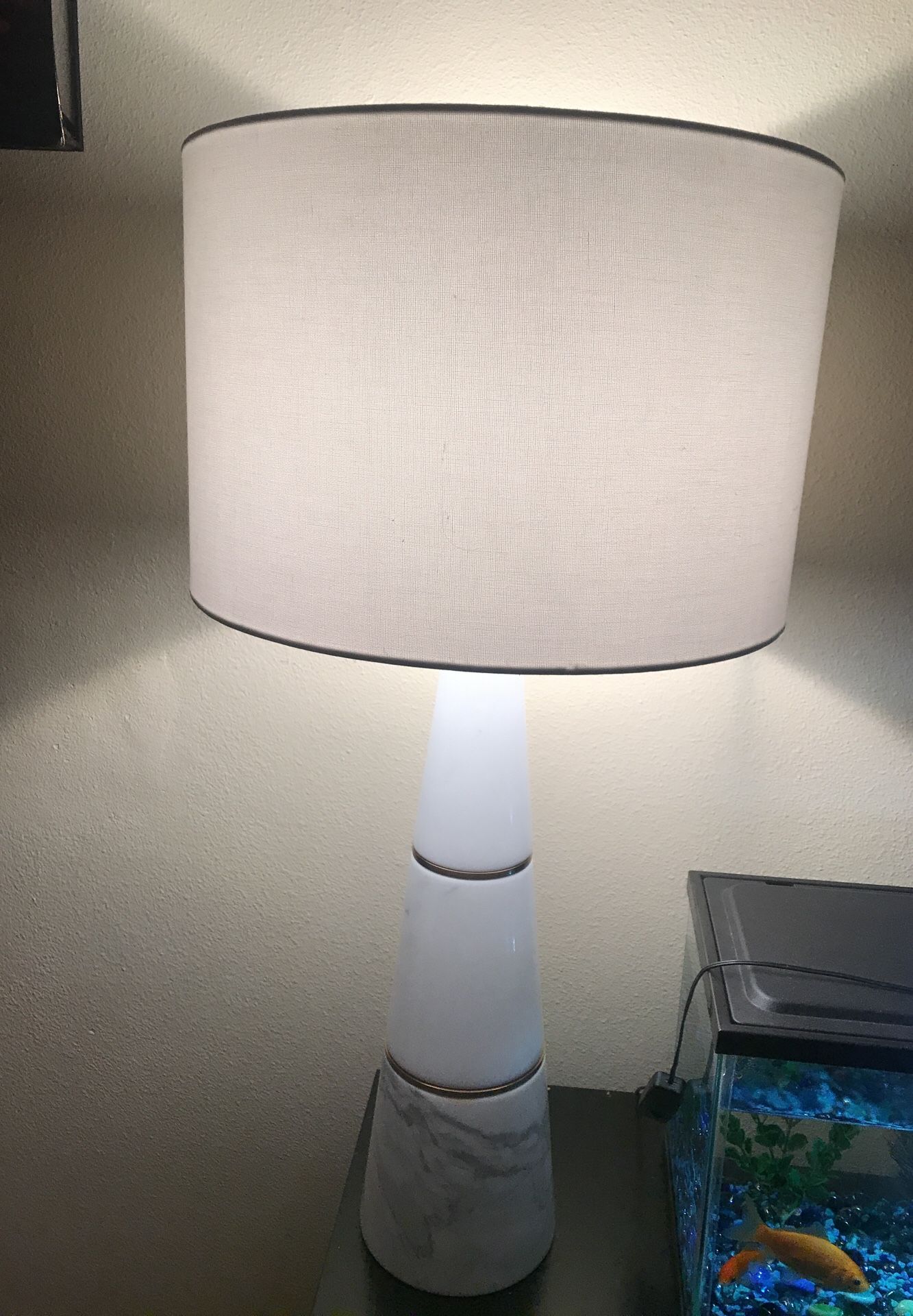 Expensive brand table lamp made from real granite