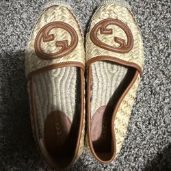 Gucci Gucci Raffia Leather Trim Embellishment Espadrilles Size 36.5 / 6.5