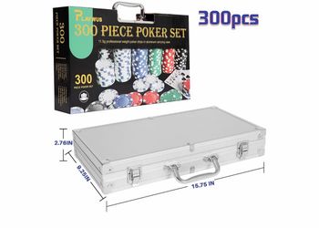 Poker Chip Set, 300 PCS Poker Chips with Aluminum Case,11.5 Gram Chip with Iron Insert for Texas Holdem Blackjack Gambling