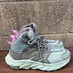 Hoka One Anacapa Mid Gore Tex Hiking Boots Trellis/Mist Green Womens 10 New 