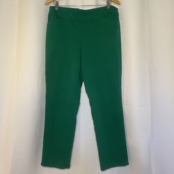 Croft & Barrow Effortless Stretch Pant Green Pull-On 12 Comfort Office EUC