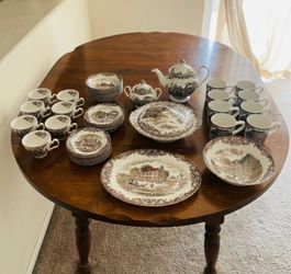 Vintage Johnson Brothers Heritage Hall "Pennsylvania Fieldstone" Dinnerware Set - 43 Pcs