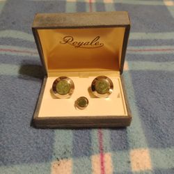 Danté Jade Cufflinks And Tie Pin