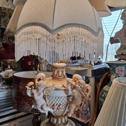 VERY Unique Looking Vintage  ANGEL LAMP WORKS GREAT GOOD CONDITION  VERY COLORFUL HEAVY 