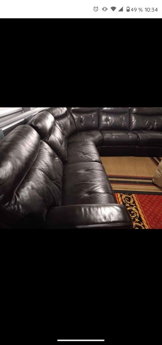 SECTIONAL GENUINE LEATHER RECLINER ELECTRIC BLACK... DELIVERY SERVICE AVAILABLE ✅🚚💥