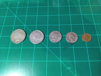 Silver coin british half crown and 4 other usa minted coins