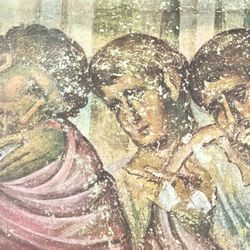 Original Vintage Fine Art Print Poster Medieval Yugoslavia Wall Frescoes Antique Painting Artist Collectible Printed Italy 1960’s. Sopocan. The Dormit