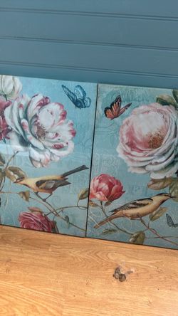 Two-Piece Canvas Wall Set  "Spring Romance I & II" by artist Lisa Audit