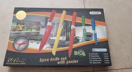 Kitchen line 5pcs knife set with peeler