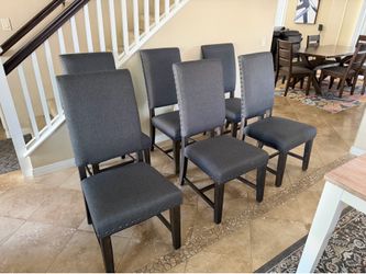 Six Brand New Quality High End Gray or Beige Parsons Dining Chairs