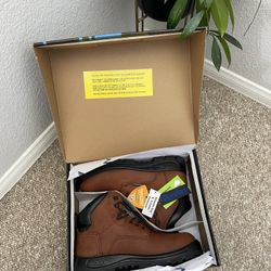 Men’s Fellas Safety Work Boots – Brown Leather – Composite Toe – Size 11.5W (New)