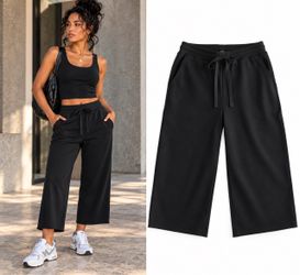 Cozy Earth Chelsea Cropped Wide Leg Pants Women’s Large Black