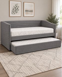 Grey Upholstered Daybed with Trundle