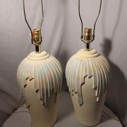 Vintage Signed Elite 1995 Pair of Lamps 