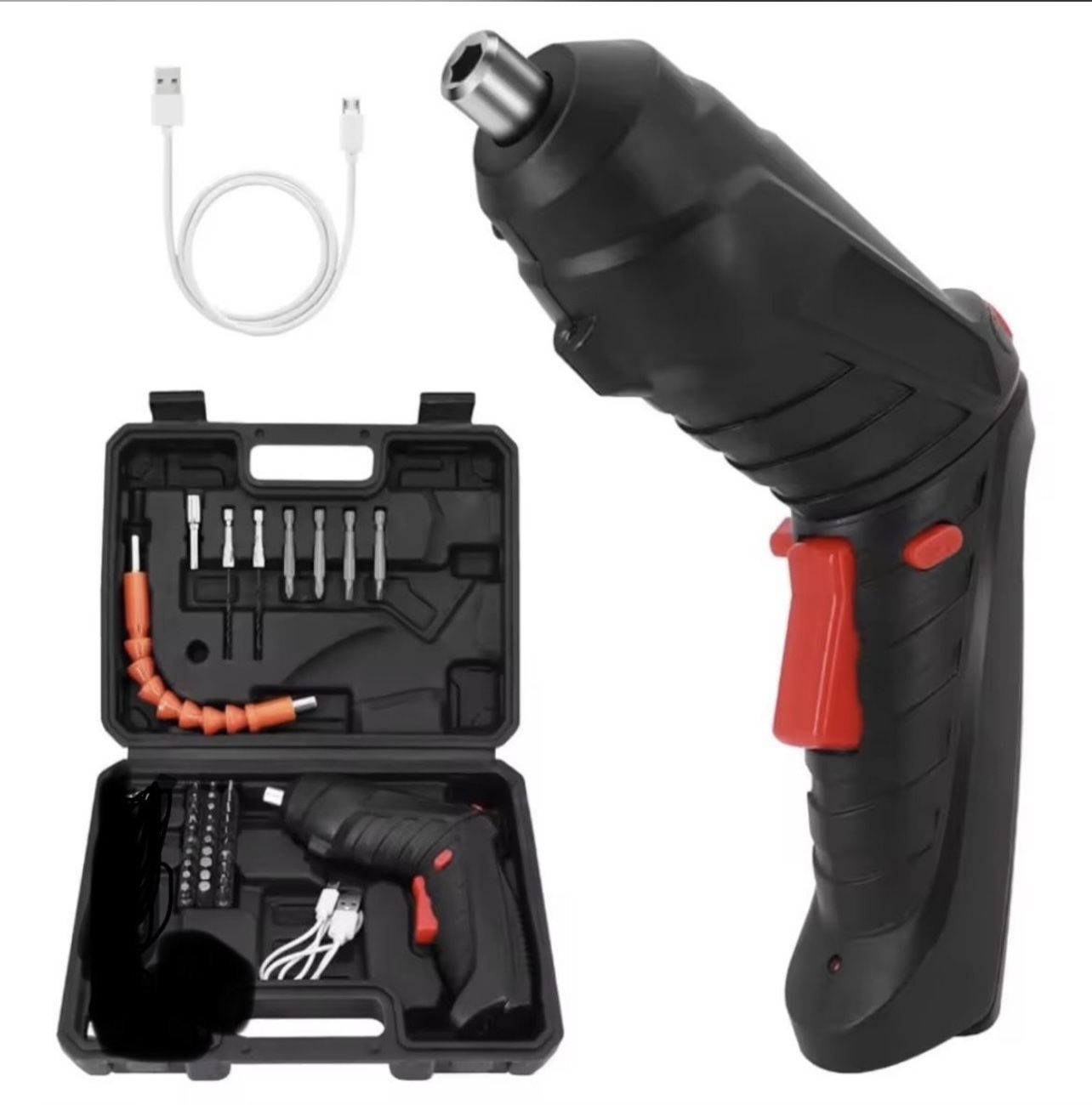 Rechargeable Electric Screwdriver Portable Set, 3.6V with 47pcs Cordless Accessories, Dual Position Handle and LED Headlight